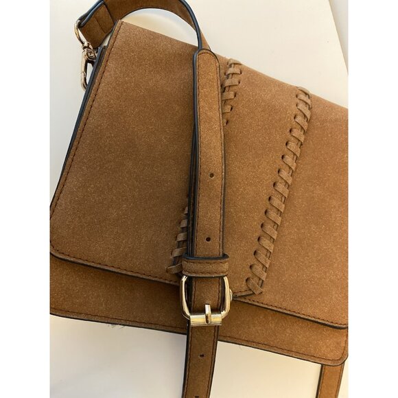 Kiss Me Couture Vegan Leather Small Crossbody Bag Laces Y2K Style Cognac Brown - Picture 14 of 16